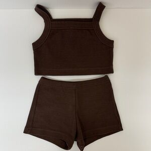 Girls Millk Cozy Chocolate Crop Tank and Shorts Set